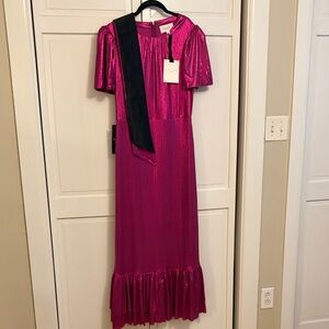 Pomander Place Shimmering Pink Midi Dress